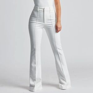 Trendy fitted white trousers